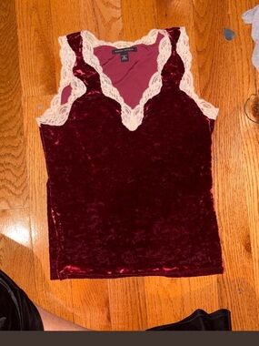 Banana Republic Burgundy Velvet Lace-Trim Camisole